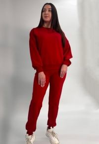 Костюм двонитка червоний (світшот та штани на резинці)