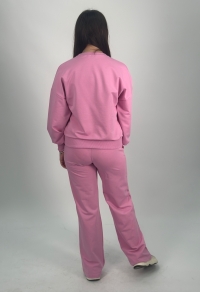 Костюм двонитка рожевий (світшот та штани плаццо)