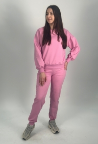 Костюм двонитка рожевий (світшот та штани на манжеті)
