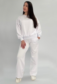Костюм двонитка білий (світшот та штани палаццо)
