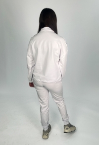 Костюм двонитка білий (олімпійка з коротким замком та штани на манжеті)