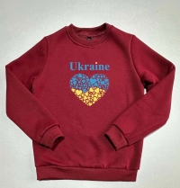 Світшот підлітковий Бордовий "Ukraine серця"
