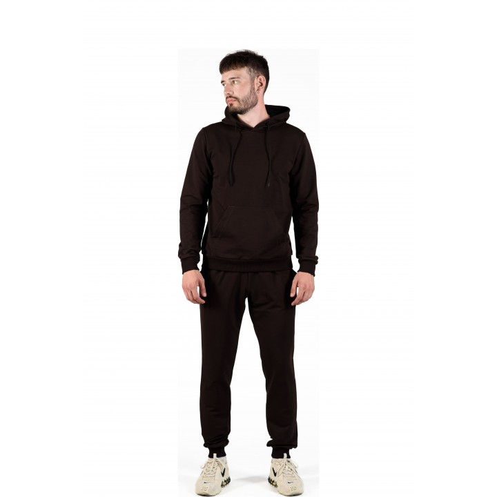 Костюм двонитка з капюшоном темно-коричневий(кенгуру + штани) S-XL
