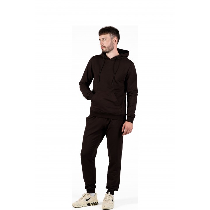 Костюм двонитка з капюшоном темно-коричневий(кенгуру + штани) S-XL