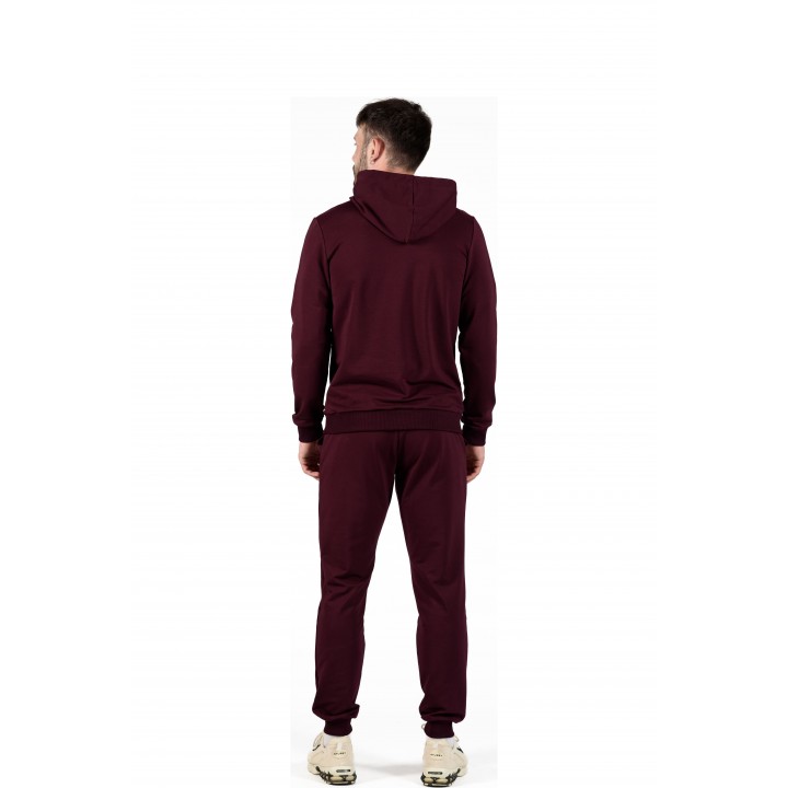 Костюм двонитка з капюшоном бордовий (кенгуру + штани) S-XL