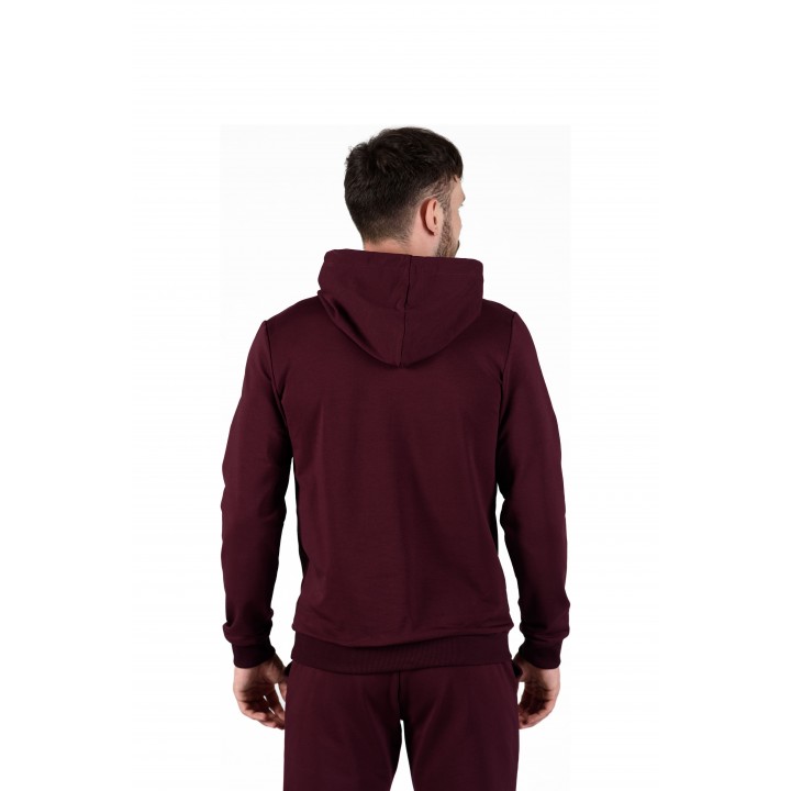 Костюм двонитка з капюшоном бордовий (кенгуру + штани) S-XL