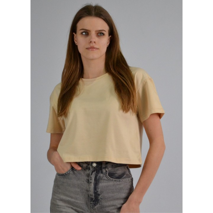 Кроп топ преміум бежевий S-XL
