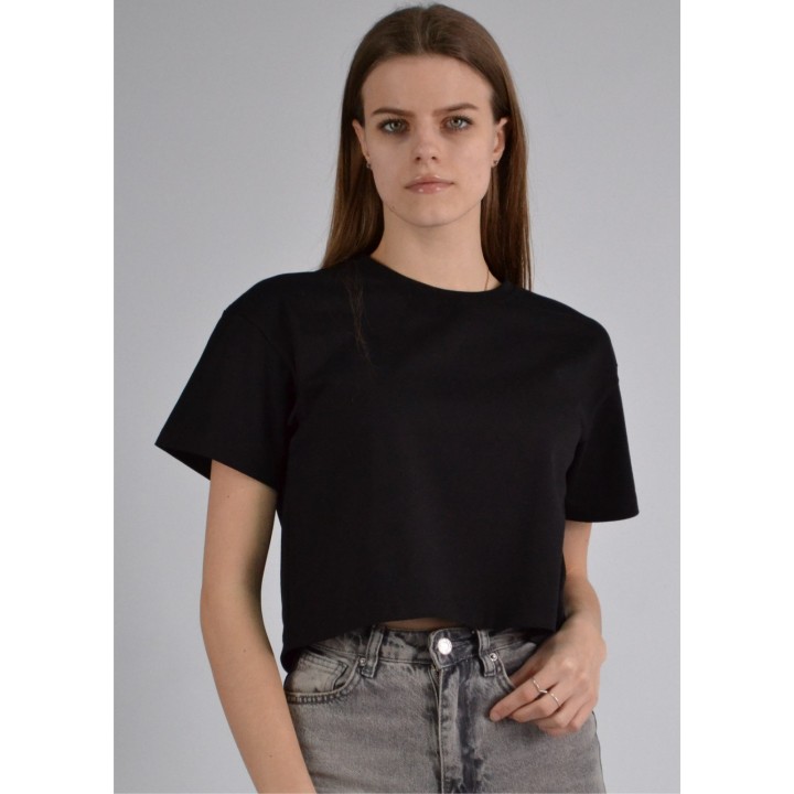 Кроп топ преміум чорний S-XL